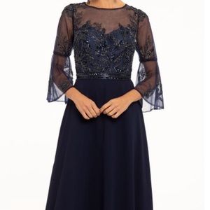 Camille La Vie Bell Sleeve Beaded Chiffon Dress